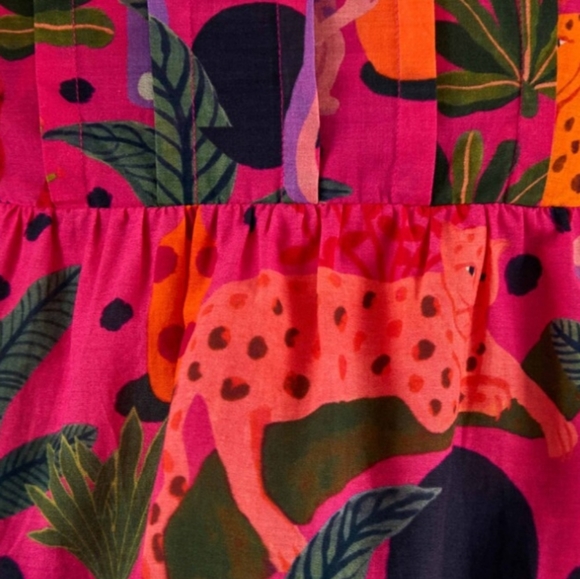 Farm Rio Pop Leopards Blouse Size Small NWT Valentine's Spring Beach Vacay - Picture 8 of 16